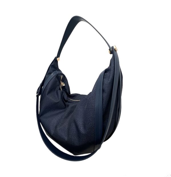 Borbonese Hobo blue in tessuto/pelle - immagine 2
