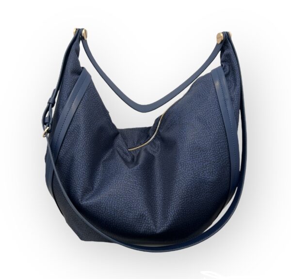 Borbonese Hobo blue in tessuto/pelle - immagine 4