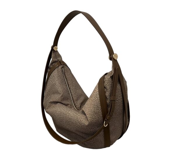 Borbonese Hobo beige brown in tessuto/pelle - immagine 3